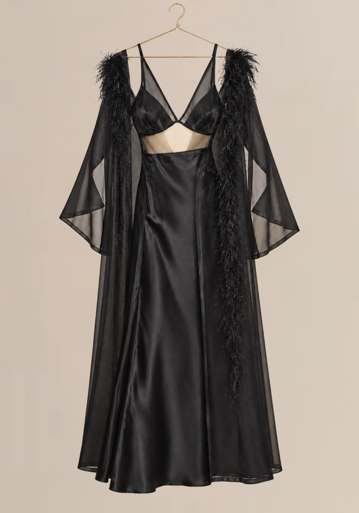 Long Satin Robe Set