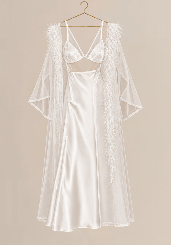 Long Satin Robe Set
