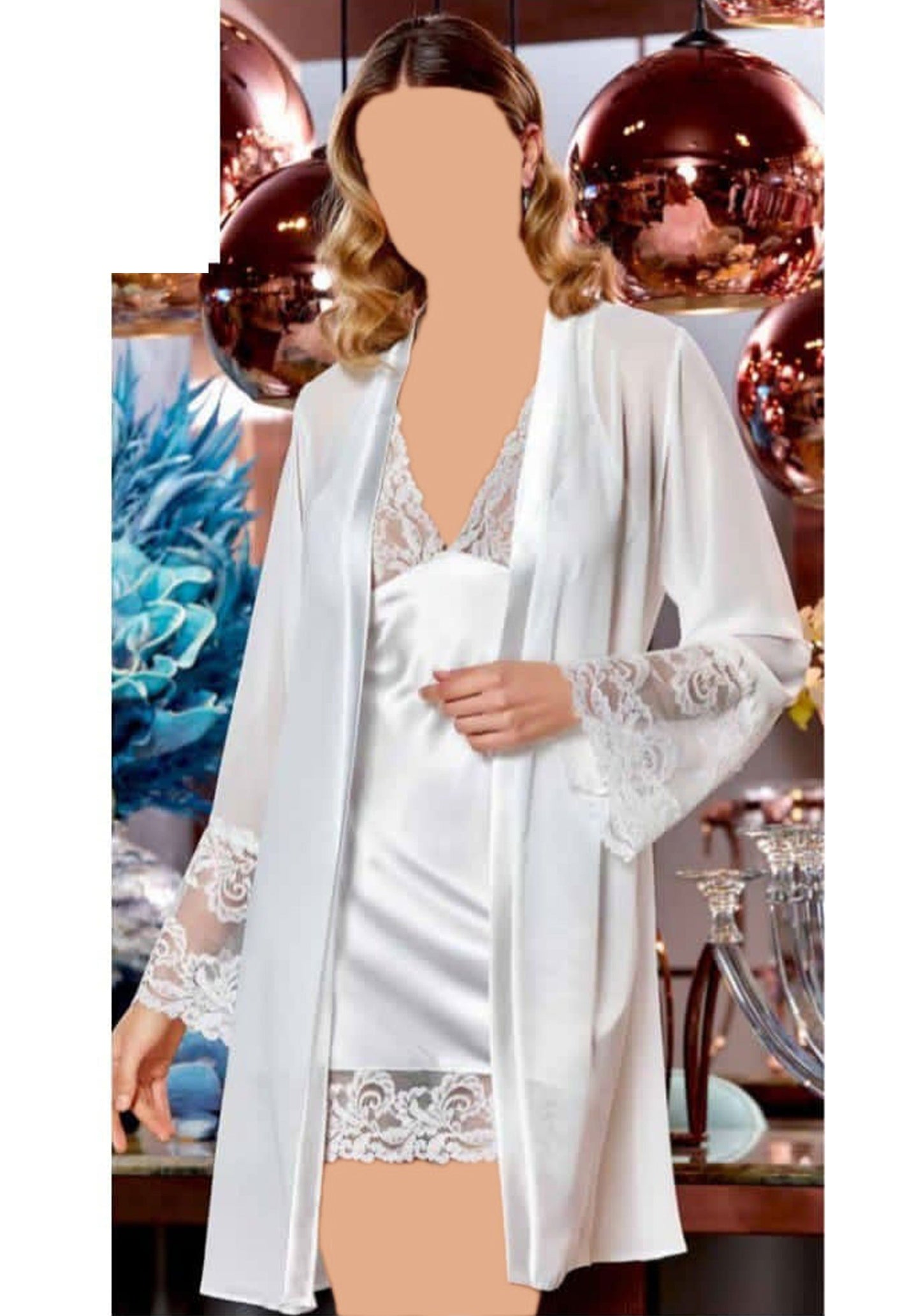 LNGR Bridal 6 Piece Satin Set