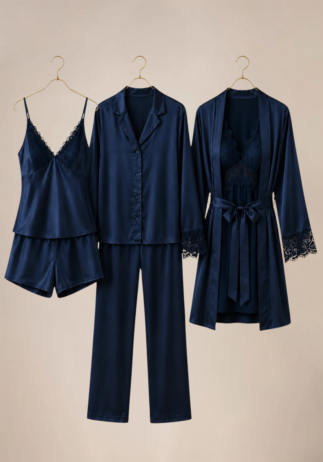 Set Of 6: Cami, Short, Top, Pant, Short Nighty, Belted Robe