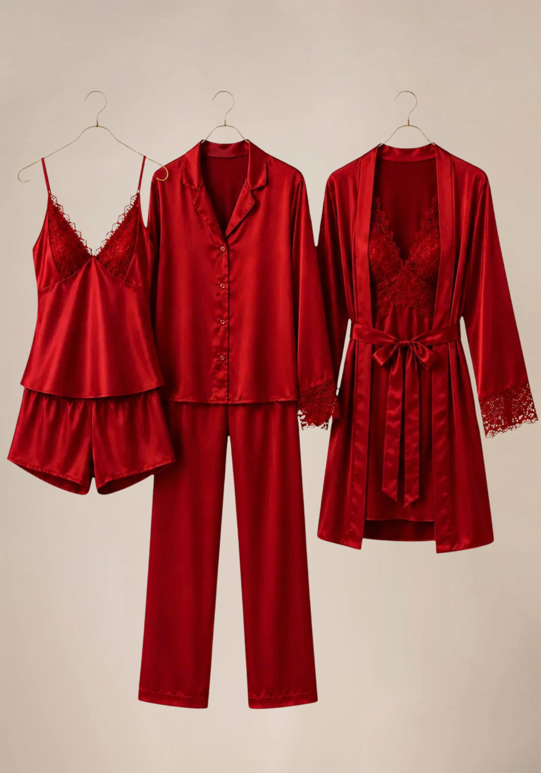 Set Of 6: Cami, Short, Top, Pant, Short Nighty, Belted Robe