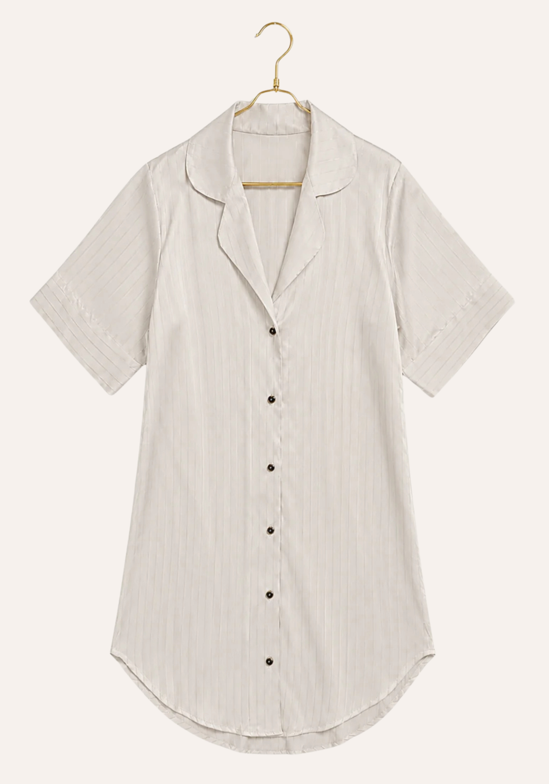 Lingerie Nighty: Satin Striped Collar Button Short Nighty