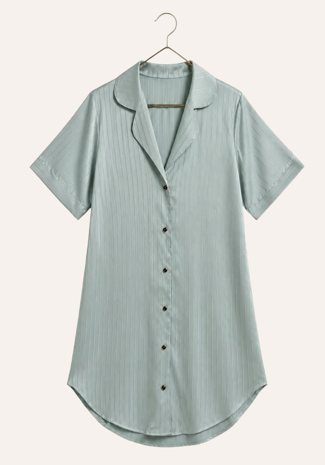 Lingerie Nighty: Satin Striped Collar Button Short Nighty