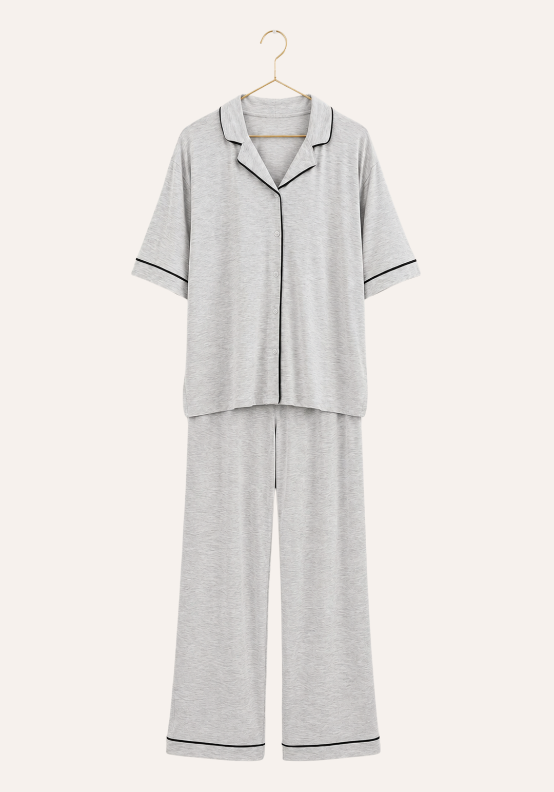 Oversize Short Sleeve Collar Button Pant Pajama