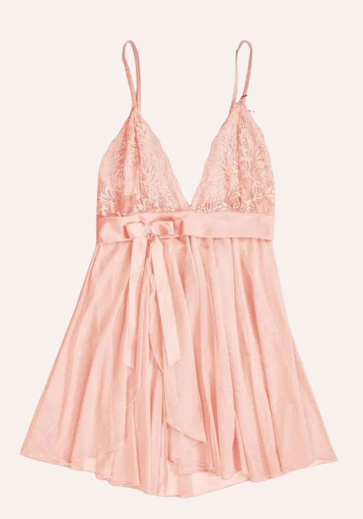 Babydoll: Shoulder Strap Lace Bra Chiffon Babydoll