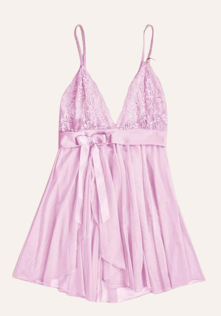 Babydoll: Shoulder Strap Lace Bra Chiffon Babydoll