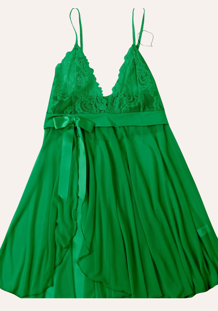 Babydoll: Shoulder Strap Lace Bra Chiffon Babydoll