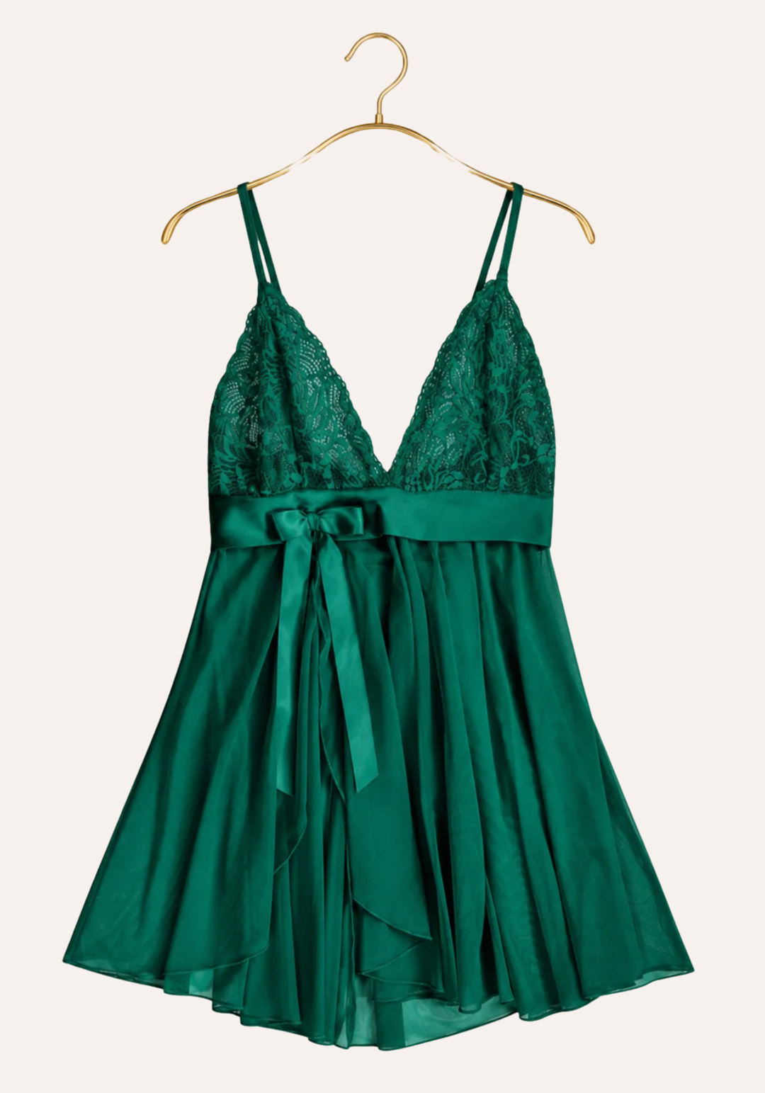 Babydoll: Shoulder Strap Lace Bra Chiffon Babydoll