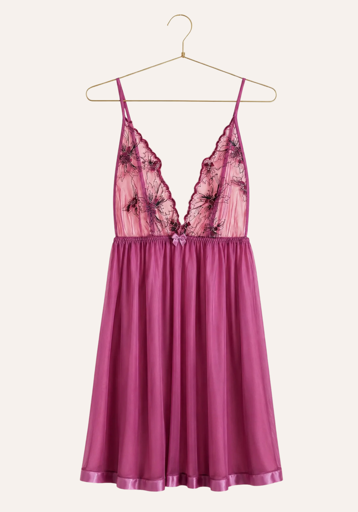 Babydoll: Shoulder Strap Light Lace Bra Chiffon Babydoll