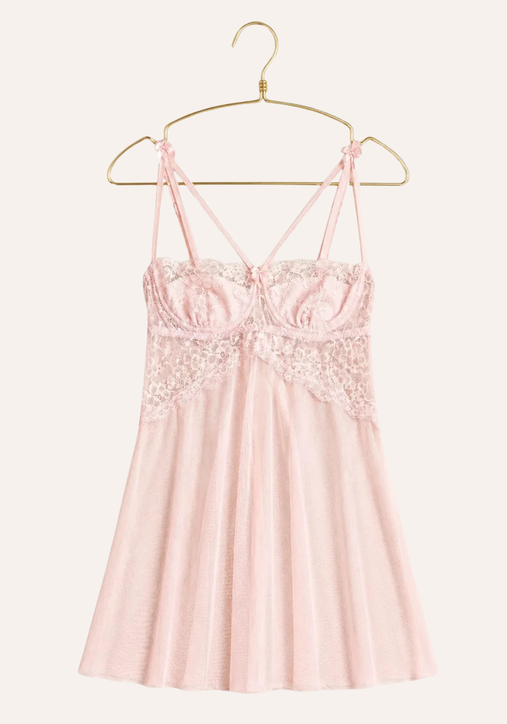 Babydoll: Shoulder Strap Underwire Balconette Lace Bra Toul Babydoll