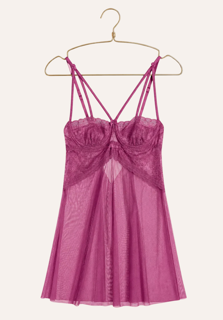 Babydoll: Shoulder Strap Underwire Balconette Lace Bra Toul Babydoll