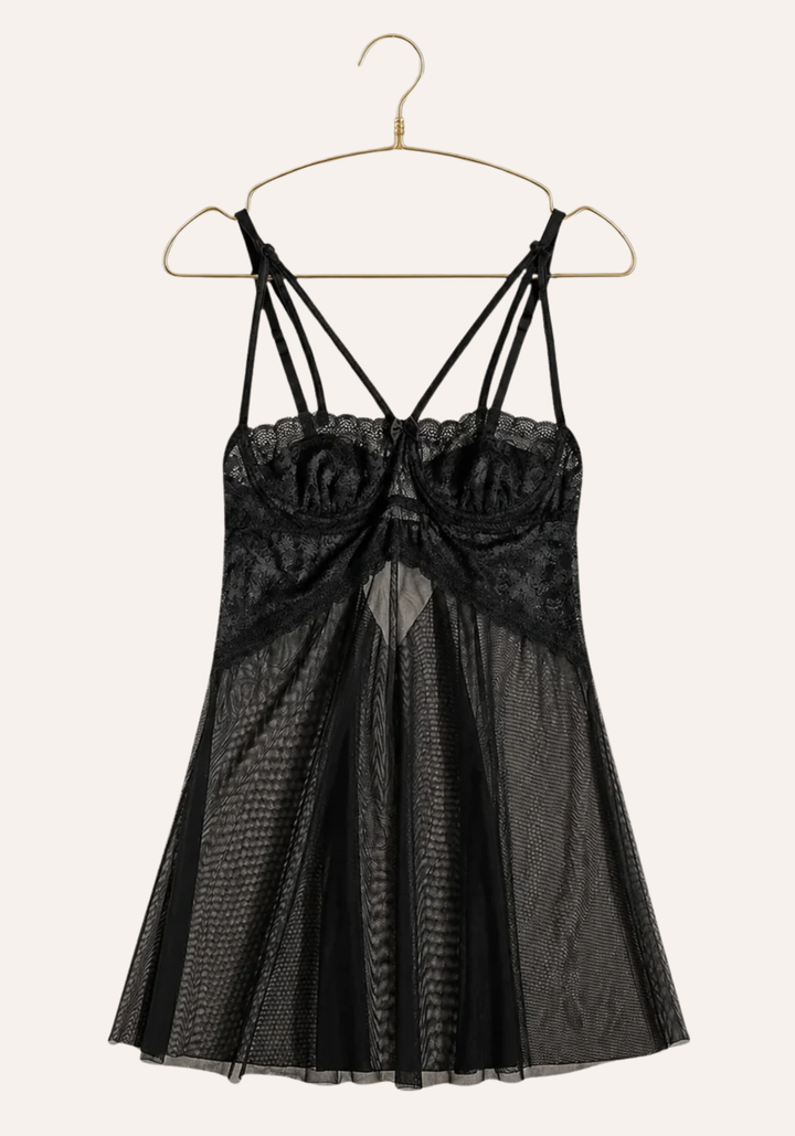 Babydoll: Shoulder Strap Underwire Balconette Lace Bra Toul Babydoll