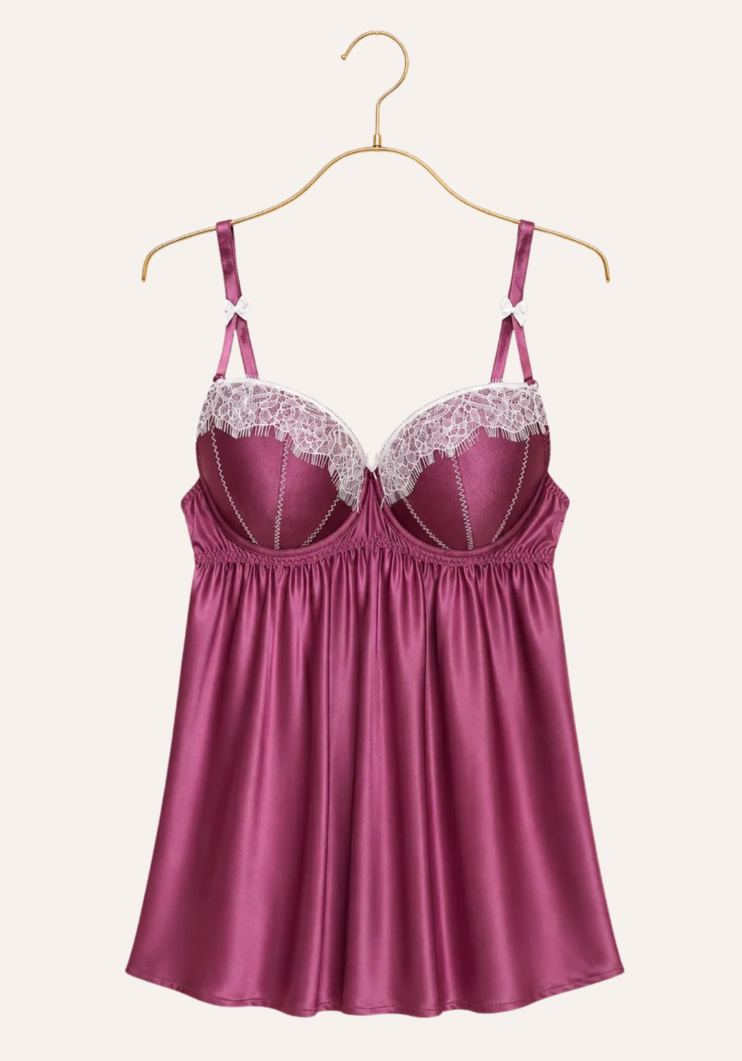 Satin Babydoll With Laced Padded Cups