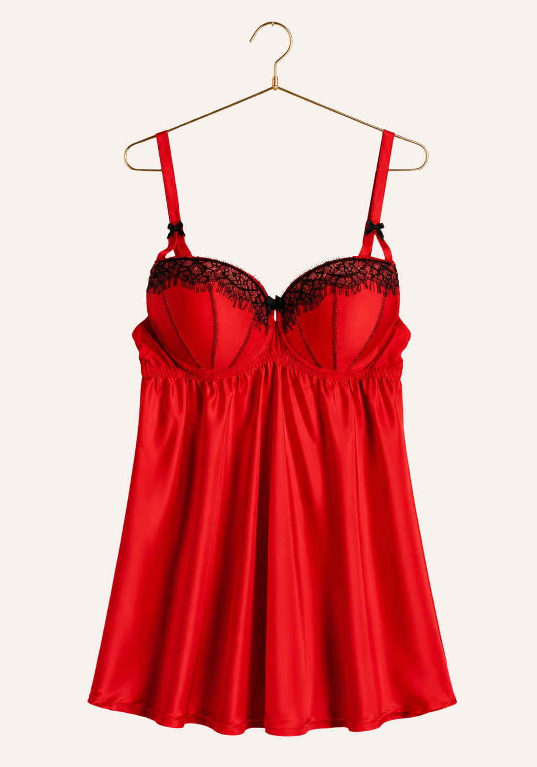 Satin Babydoll With Laced Padded Cups