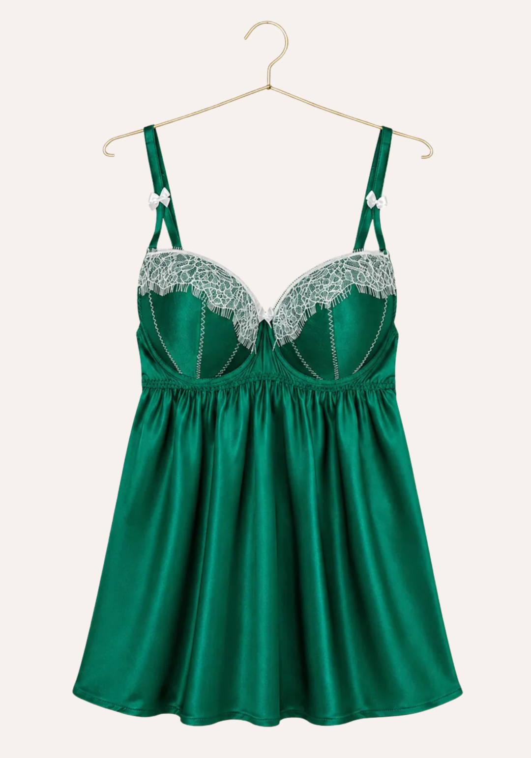 Satin Babydoll With Laced Padded Cups
