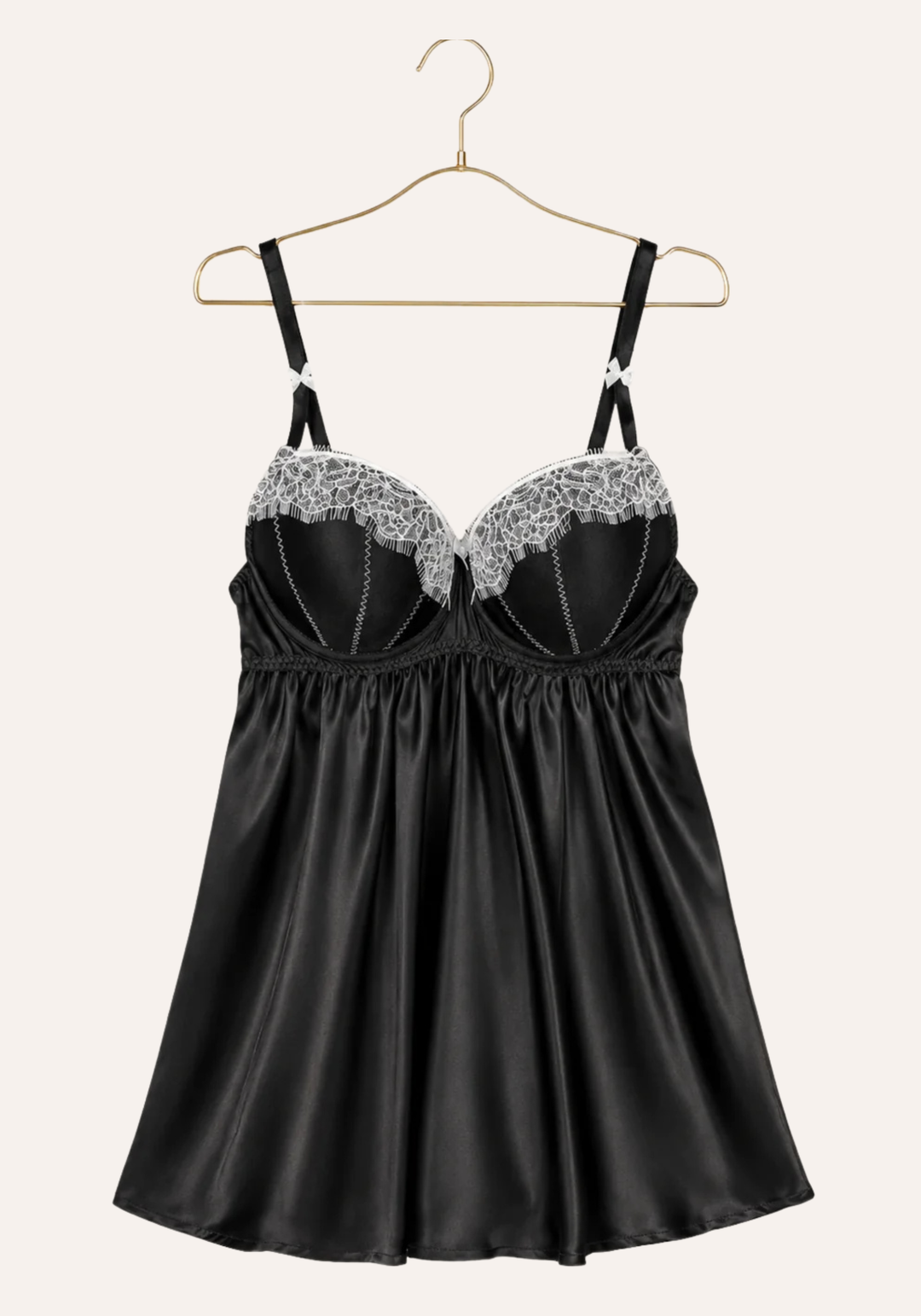 Satin Babydoll With Laced Padded Cups