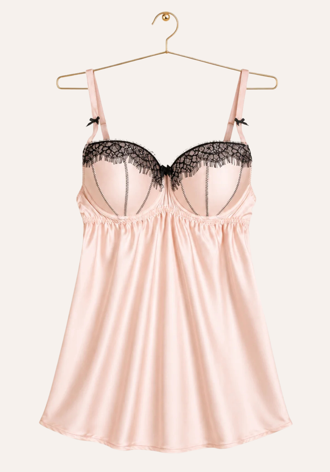Satin Babydoll With Laced Padded Cups
