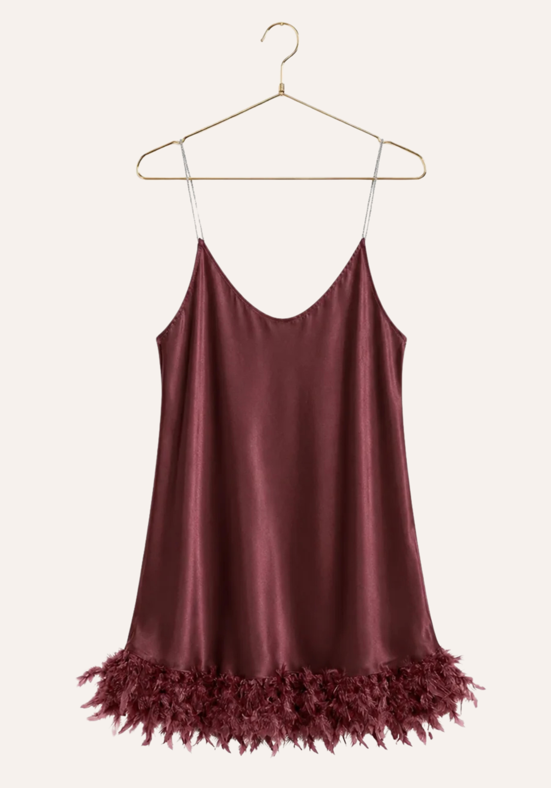 Lingerie Babydoll: Shoulder Stras Strap Satin Plain Babydoll With Furr Around The Bottom