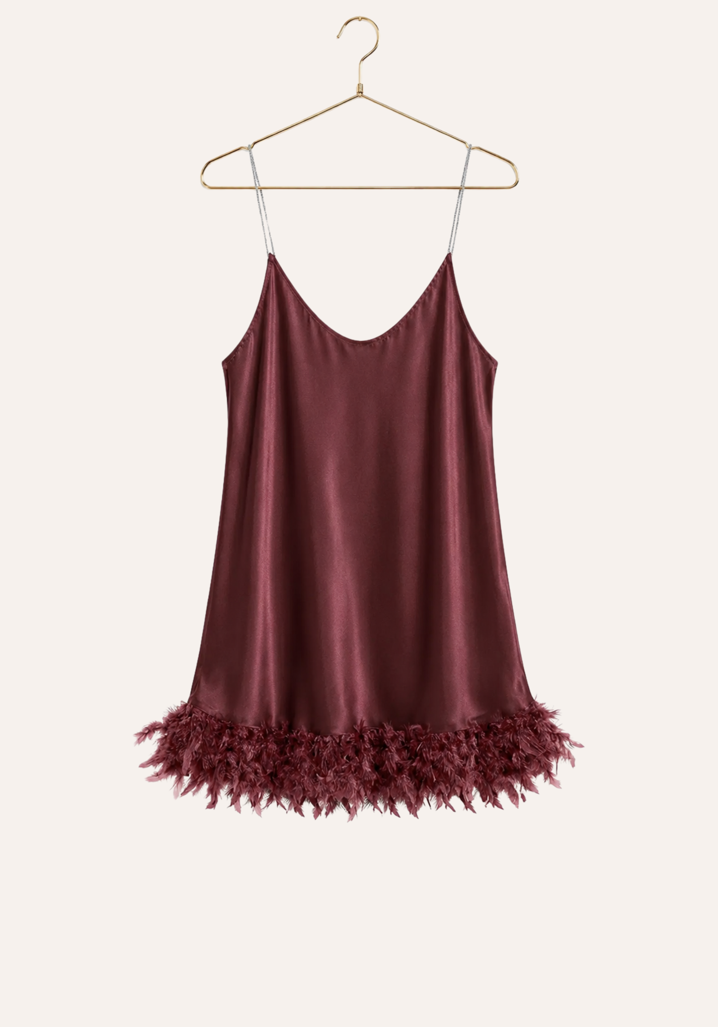 Lingerie Babydoll: Shoulder Stras Strap Satin Plain Babydoll With Furr Around The Bottom