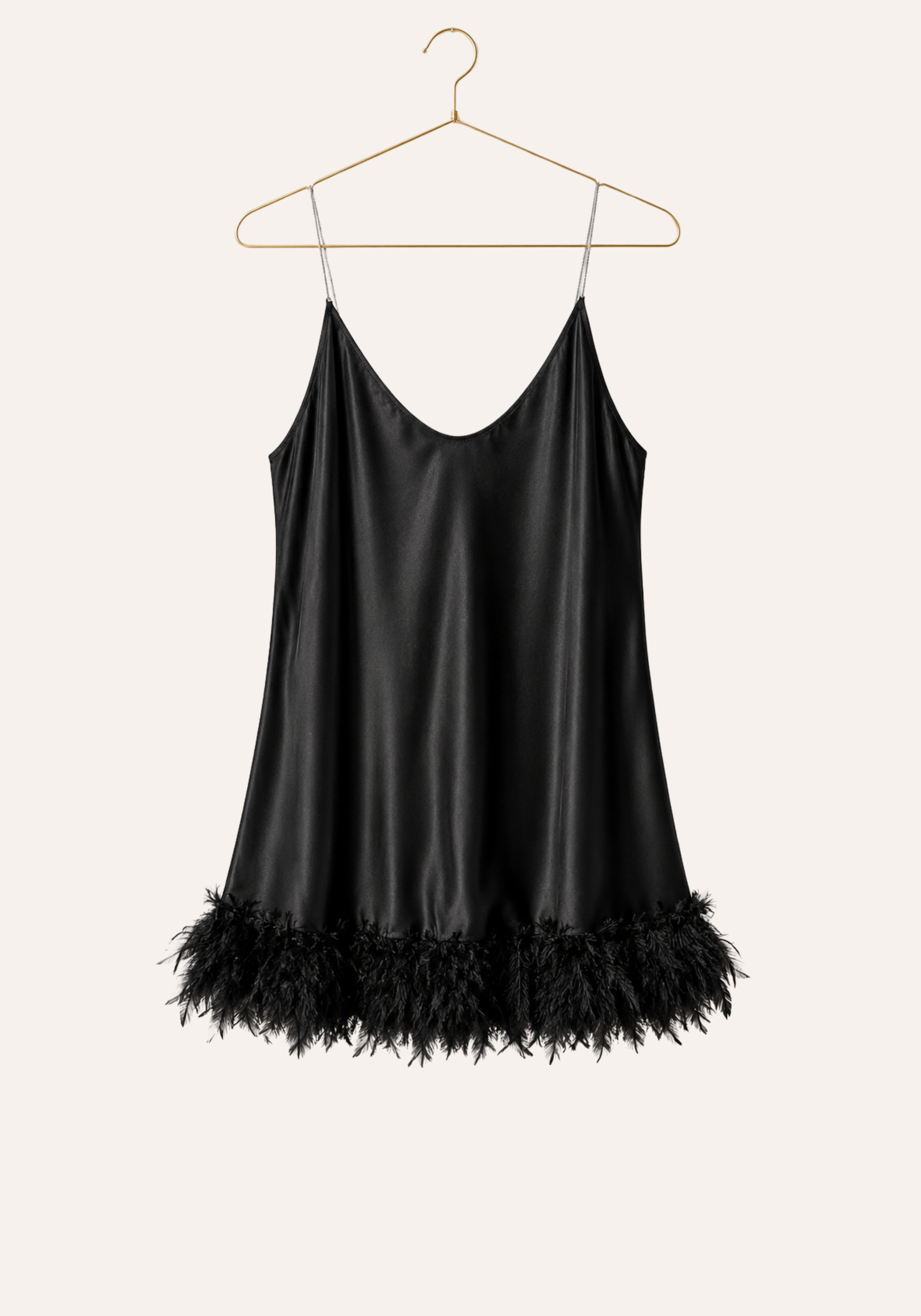Lingerie Babydoll: Shoulder Stras Strap Satin Plain Babydoll With Furr Around The Bottom