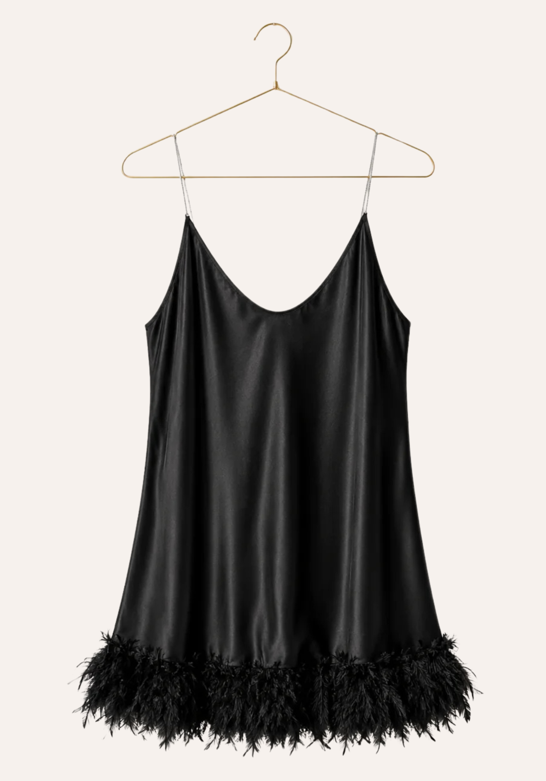 Lingerie Babydoll: Shoulder Stras Strap Satin Plain Babydoll With Furr Around The Bottom