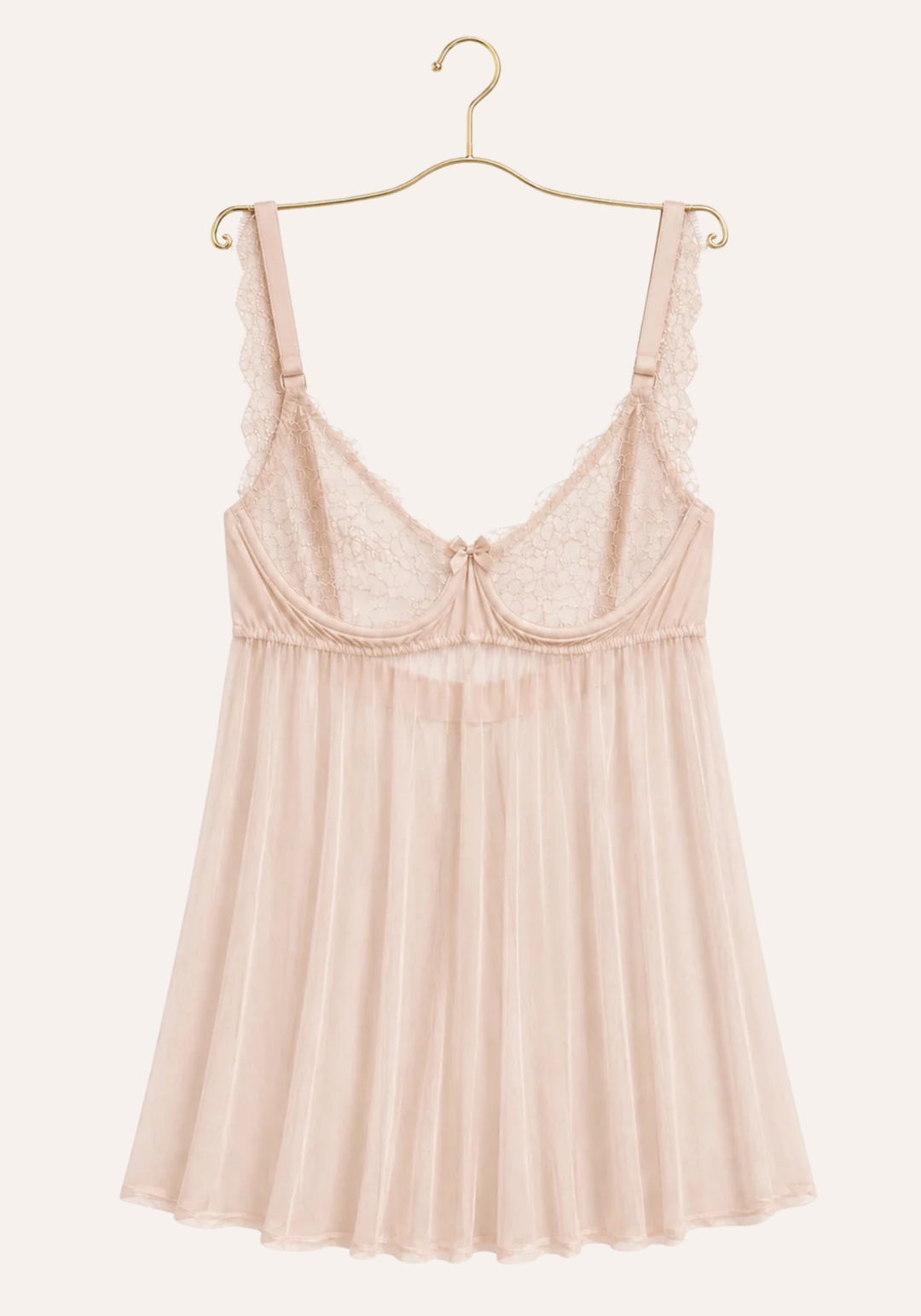 Lingerie Babydoll: Shoulder Strap Lace Underwired Cup With Toulle Extension And Panty