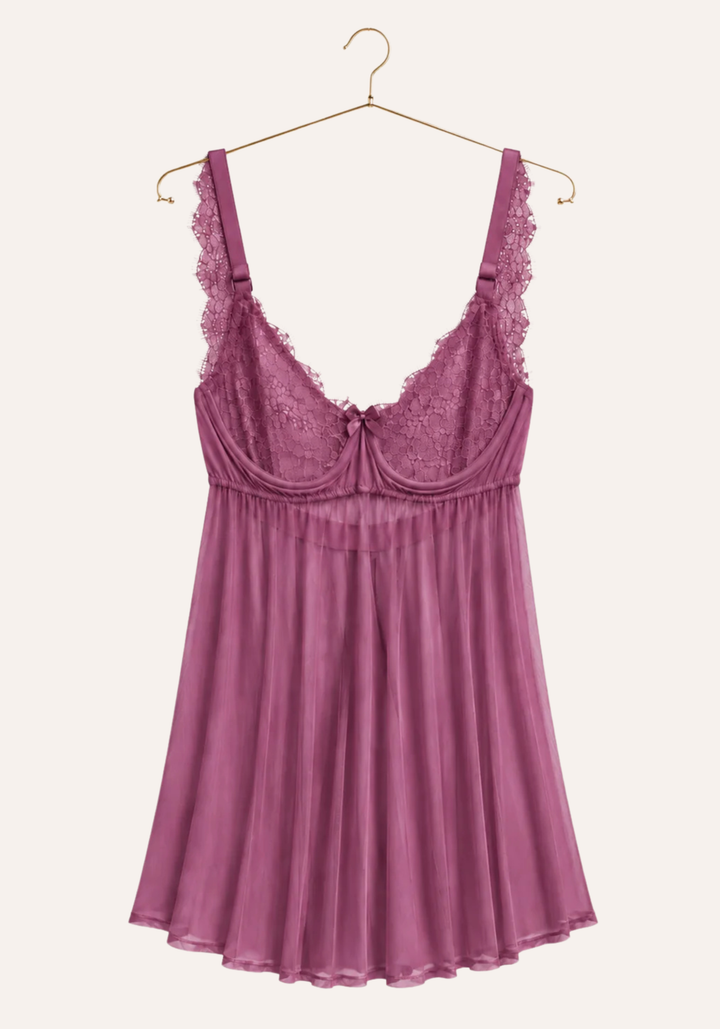 Lingerie Babydoll: Shoulder Strap Lace Underwired Cup With Toulle Extension And Panty