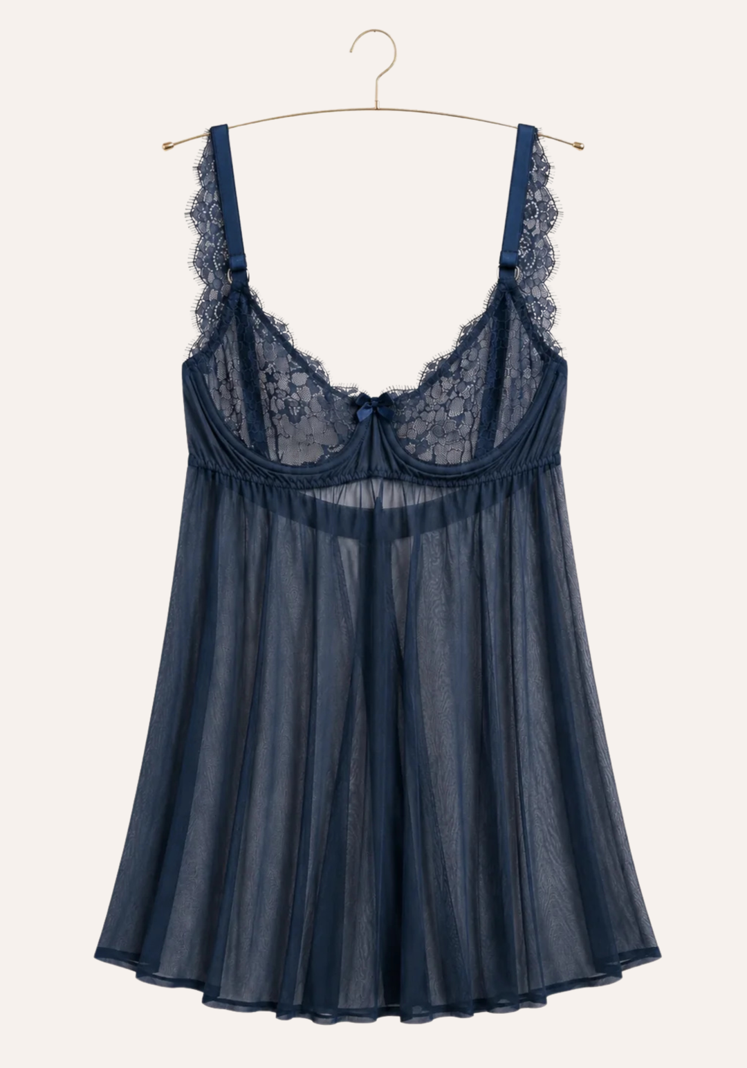 Lingerie Babydoll: Shoulder Strap Lace Underwired Cup With Toulle Extension And Panty