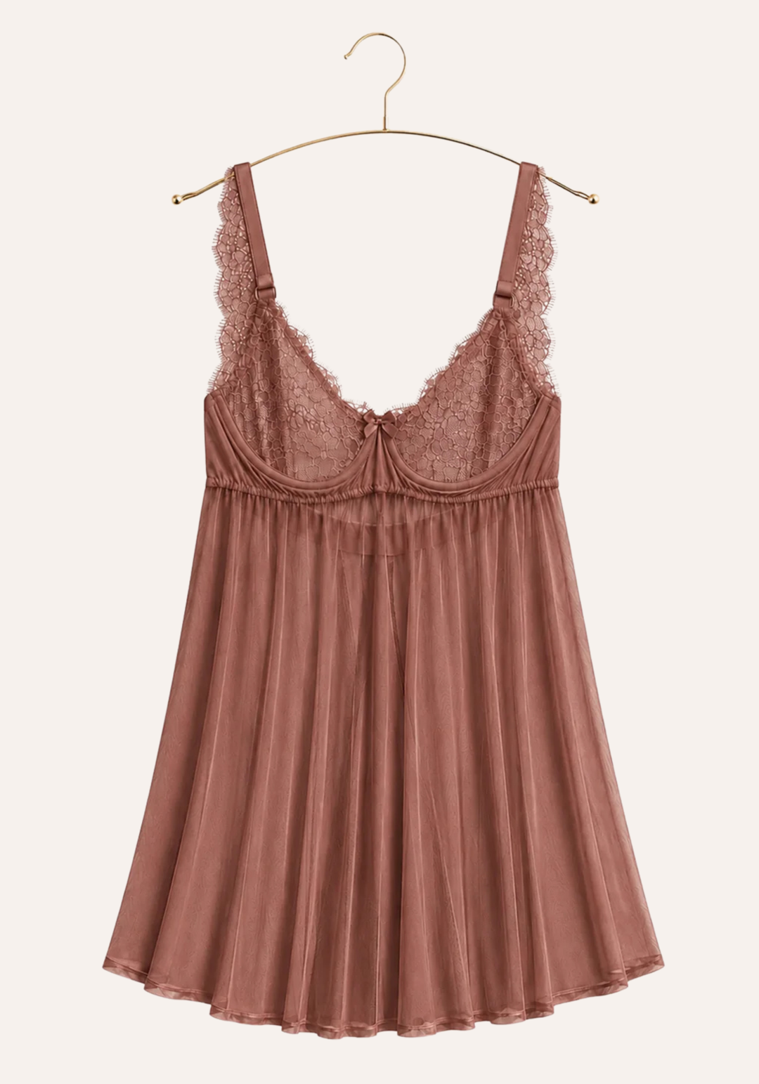 Lingerie Babydoll: Shoulder Strap Lace Underwired Cup With Toulle Extension And Panty