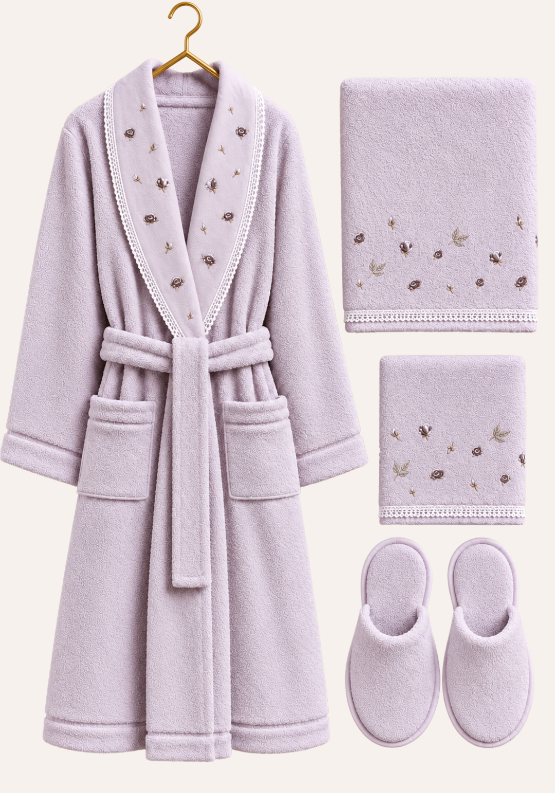 4 Pieces Single Bathrobe Set