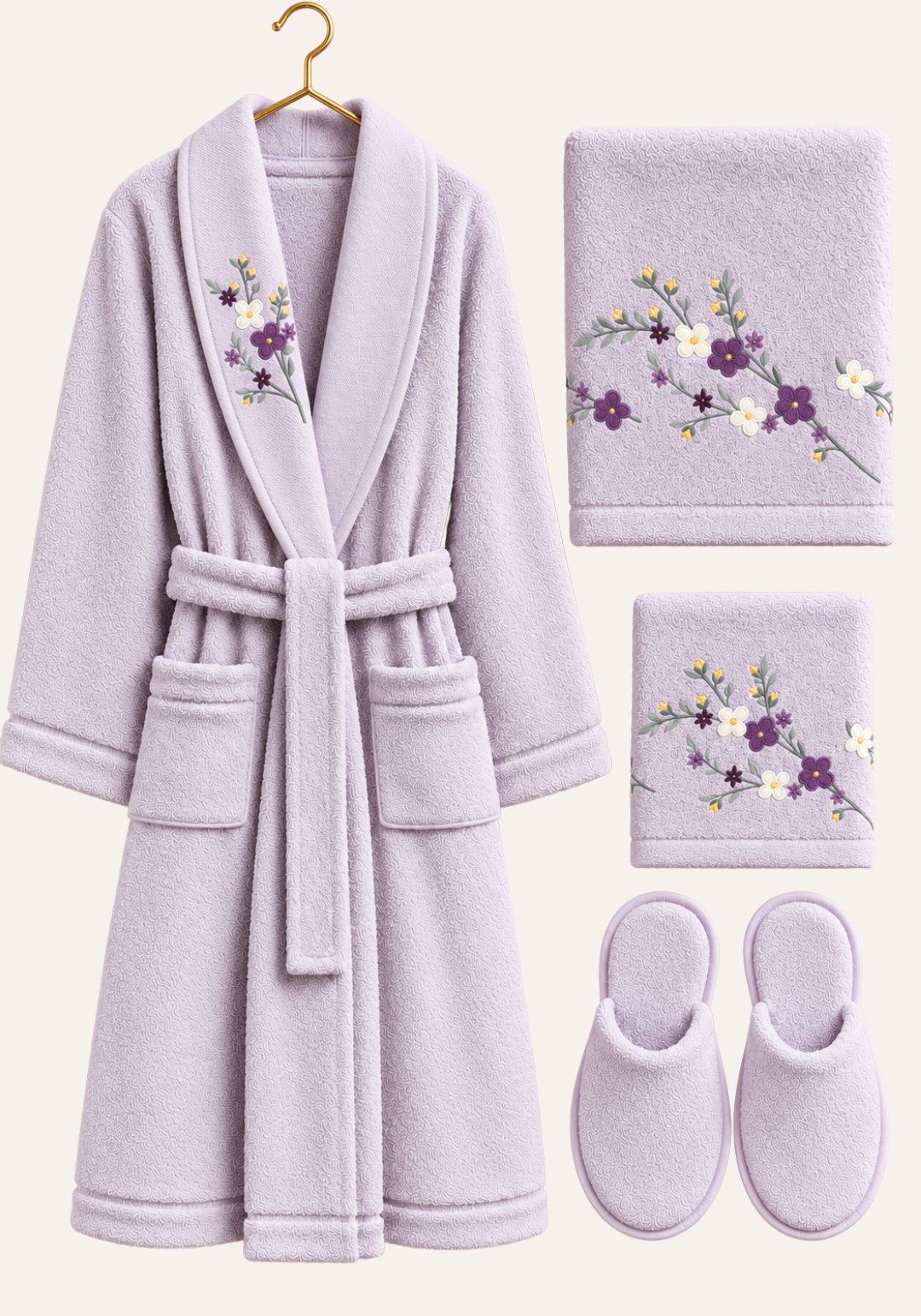 4 Pieces Single Bathrobe Set