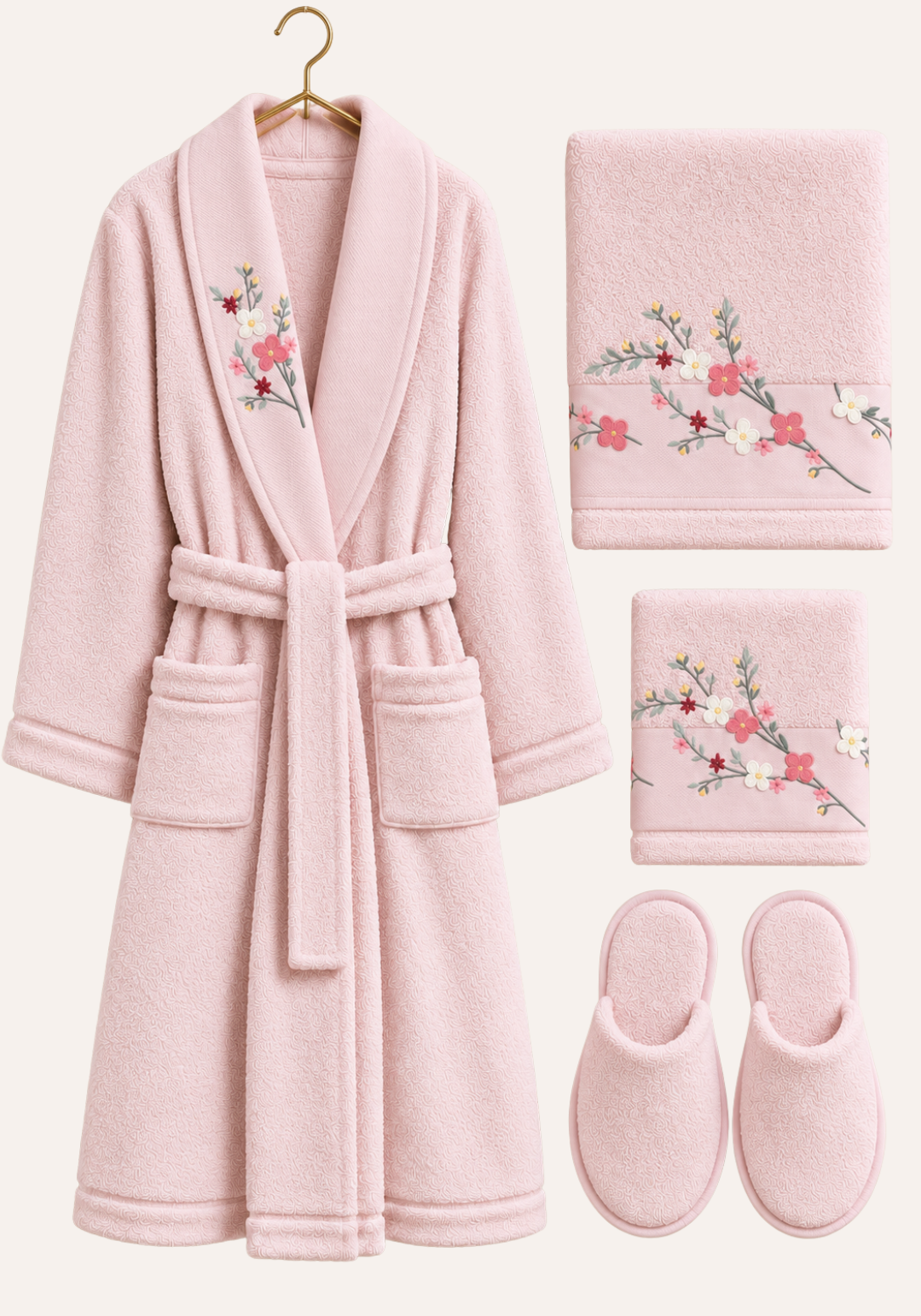 4 Pieces Single Bathrobe Set