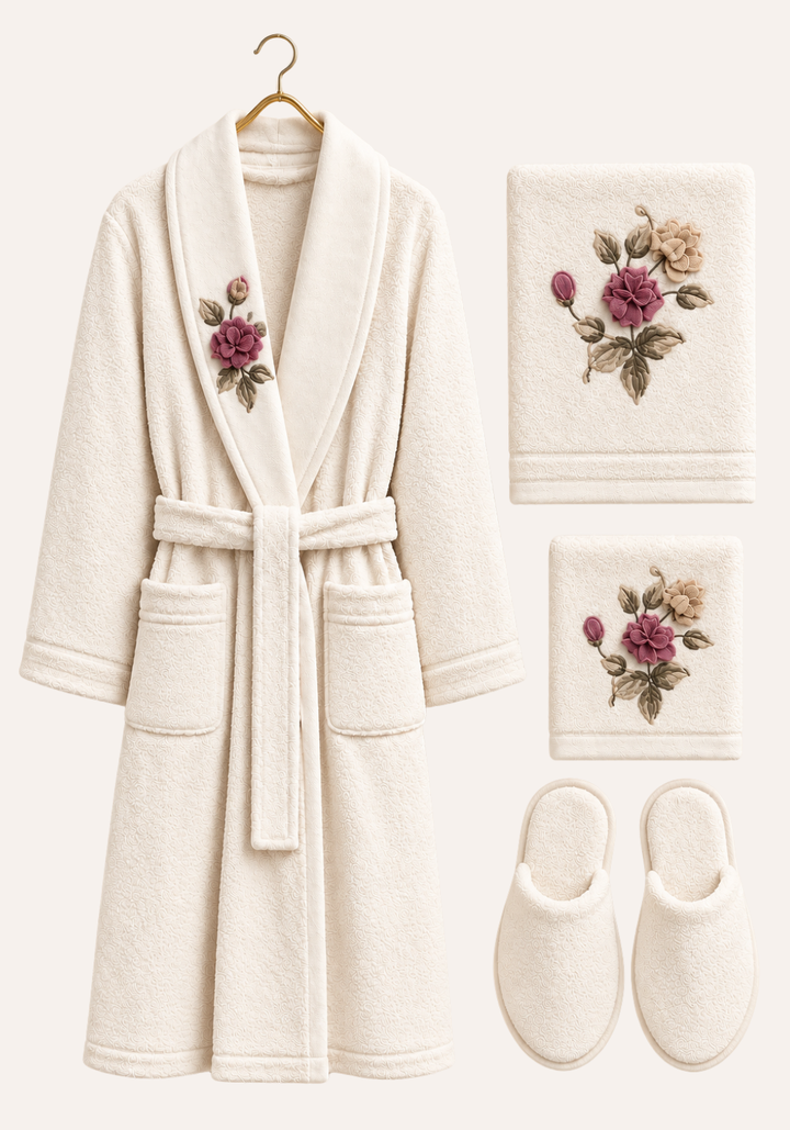4 Pieces Single Bathrobe Set
