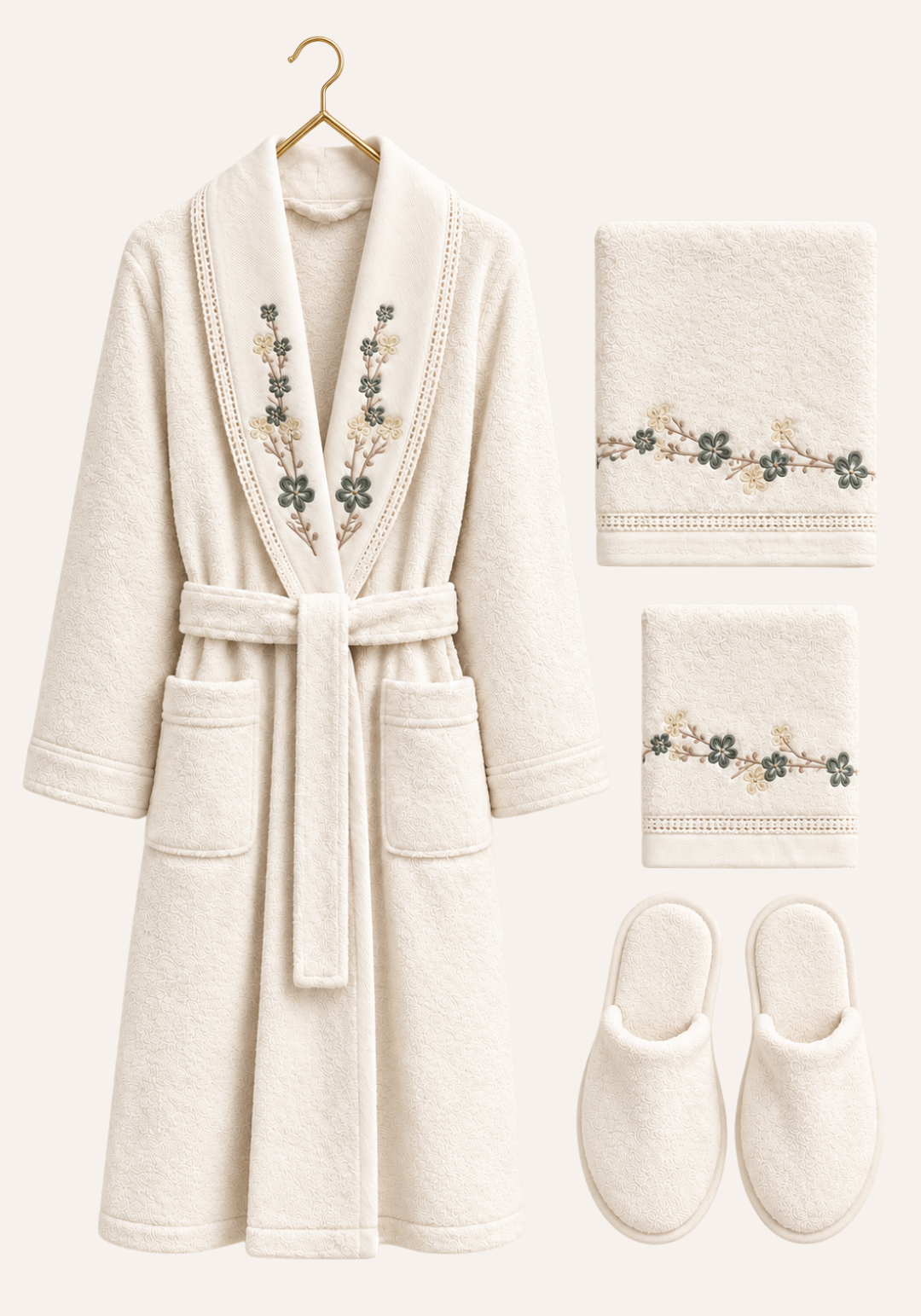 4 Pieces Single Bathrobe Set