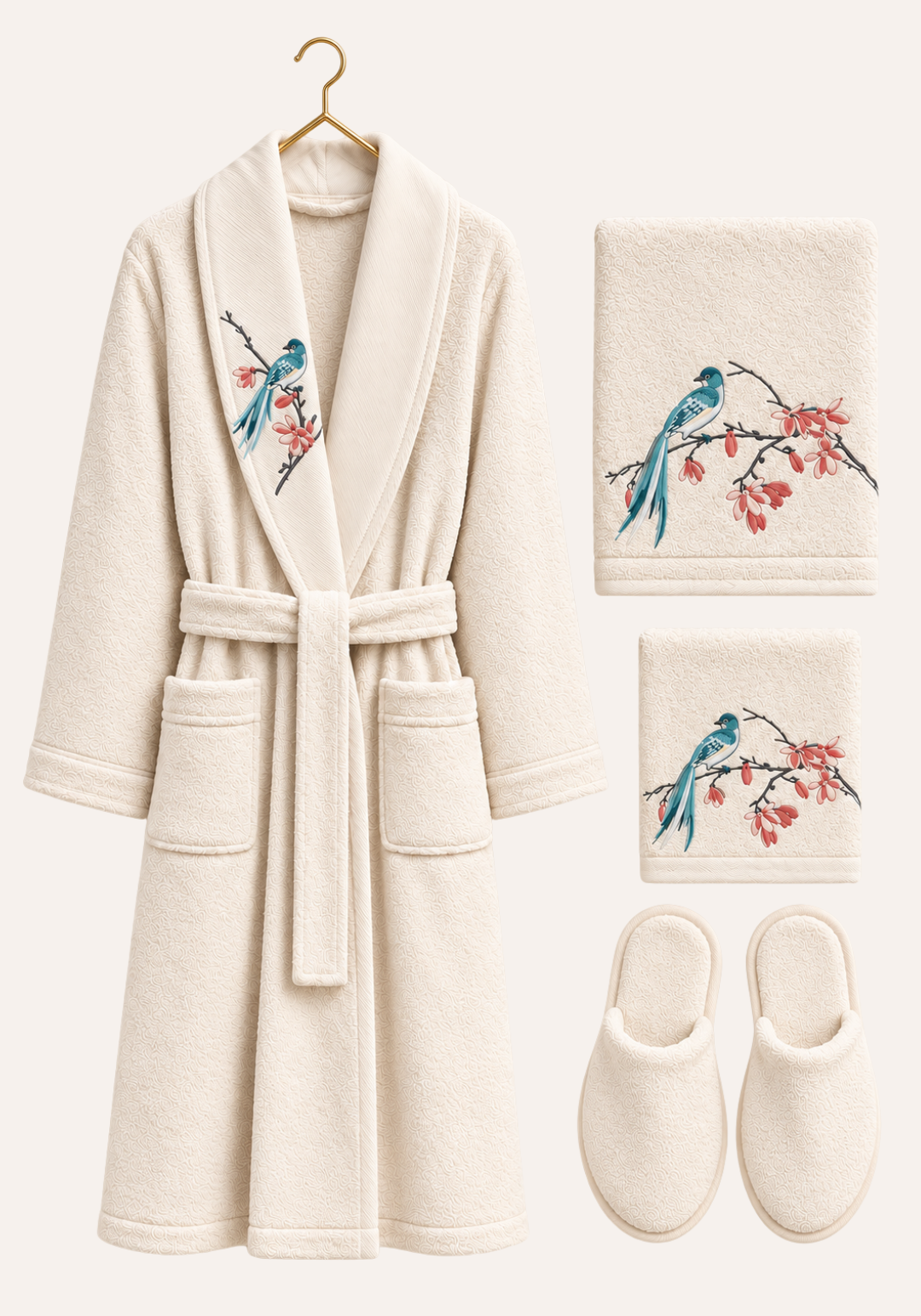 4 Pieces Single Bathrobe Set