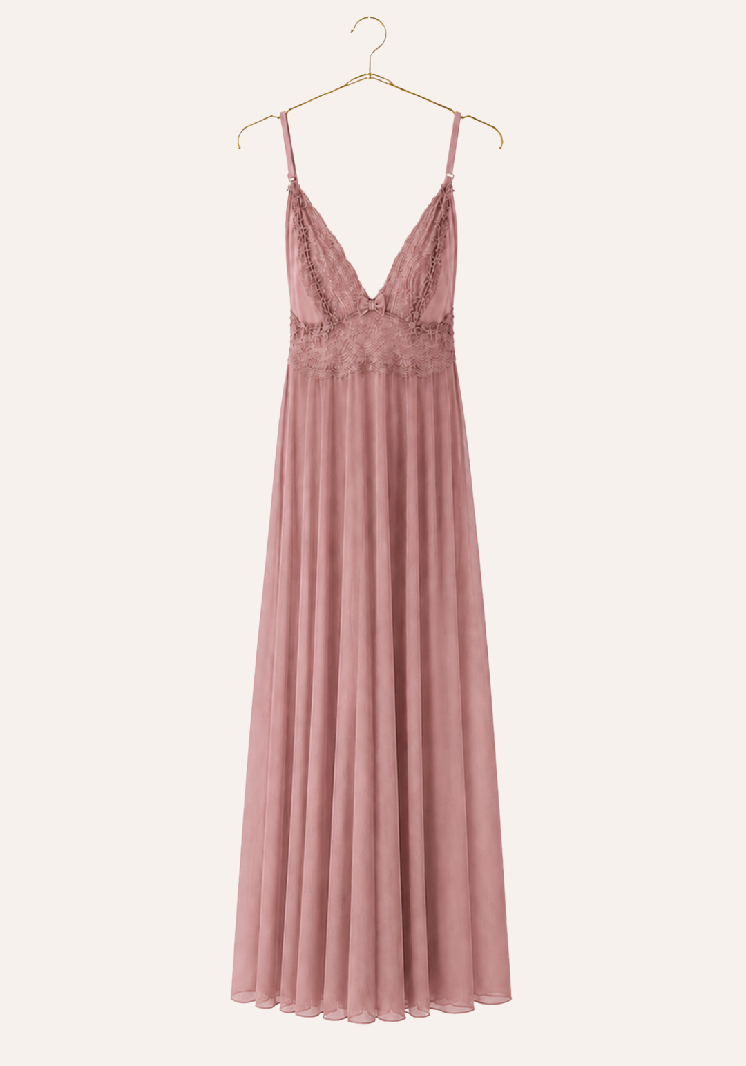 Shoulder Strap Full Lace Front And Back Top Plain Tulle Long Nighty