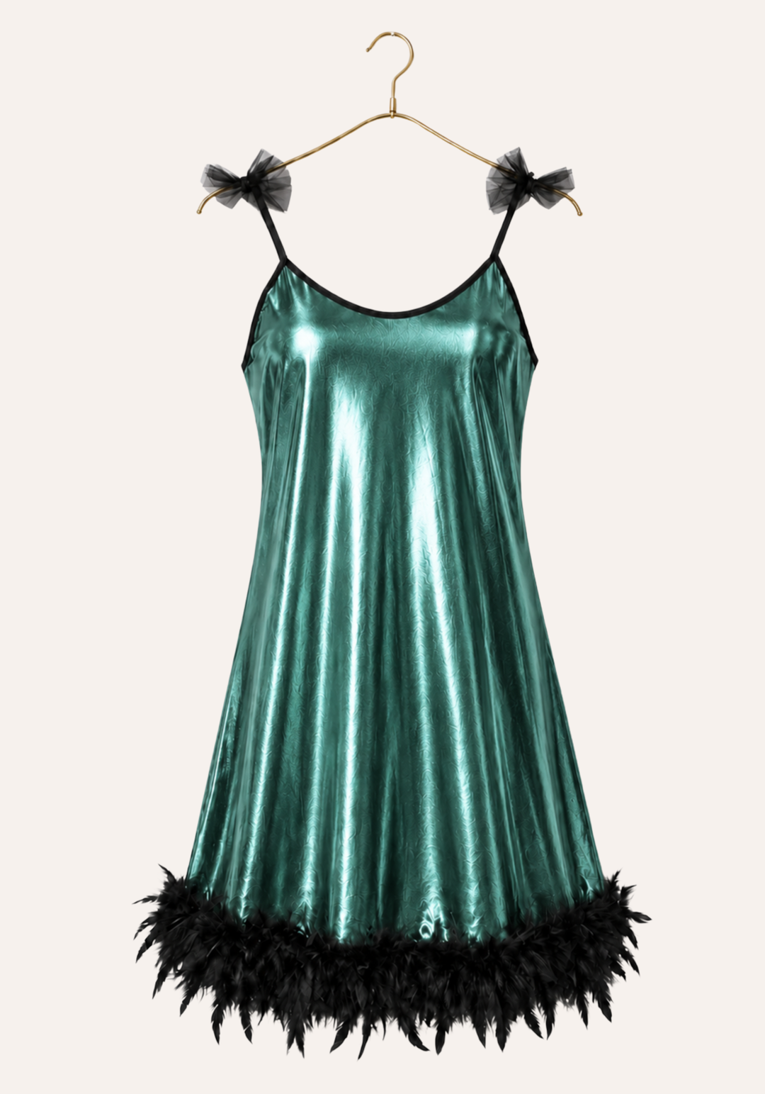 Babydoll: Ruffles Shoulder Strap Plain Satin Disko Babydoll With Furr Around The Bottom