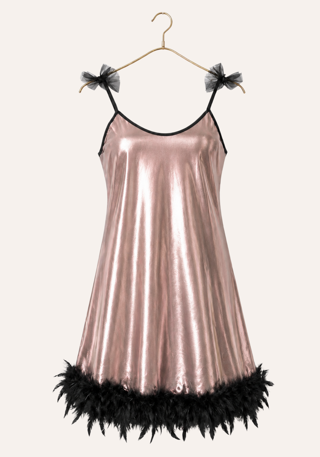 Babydoll: Ruffles Shoulder Strap Plain Satin Disko Babydoll With Furr Around The Bottom