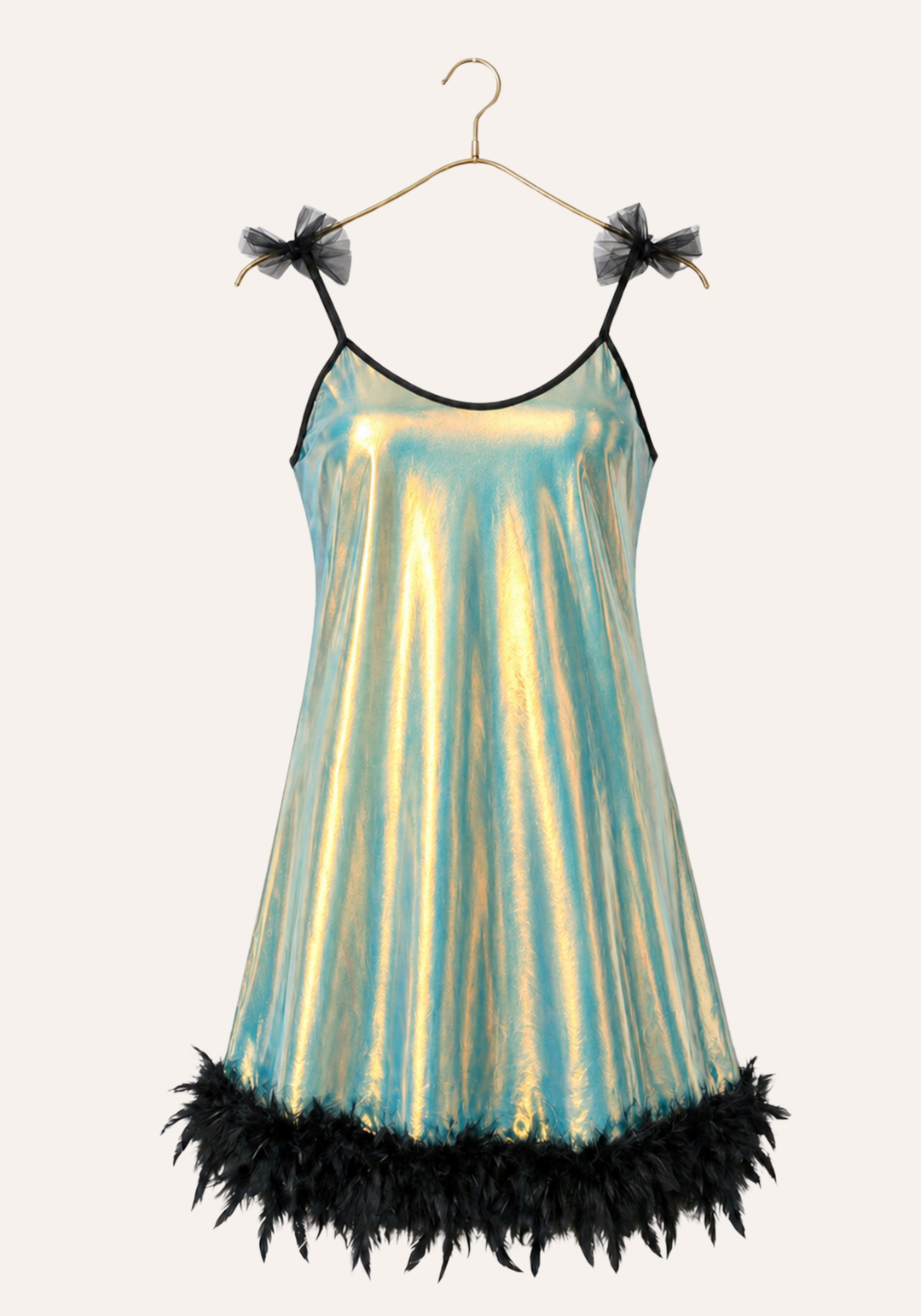 Babydoll: Ruffles Shoulder Strap Plain Satin Disko Babydoll With Furr Around The Bottom