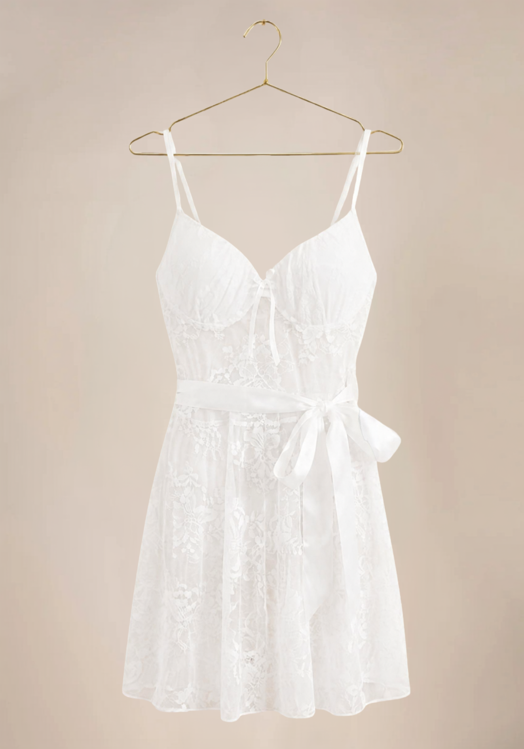 Shoulder Strap Padded Cups Full Lace Babydoll