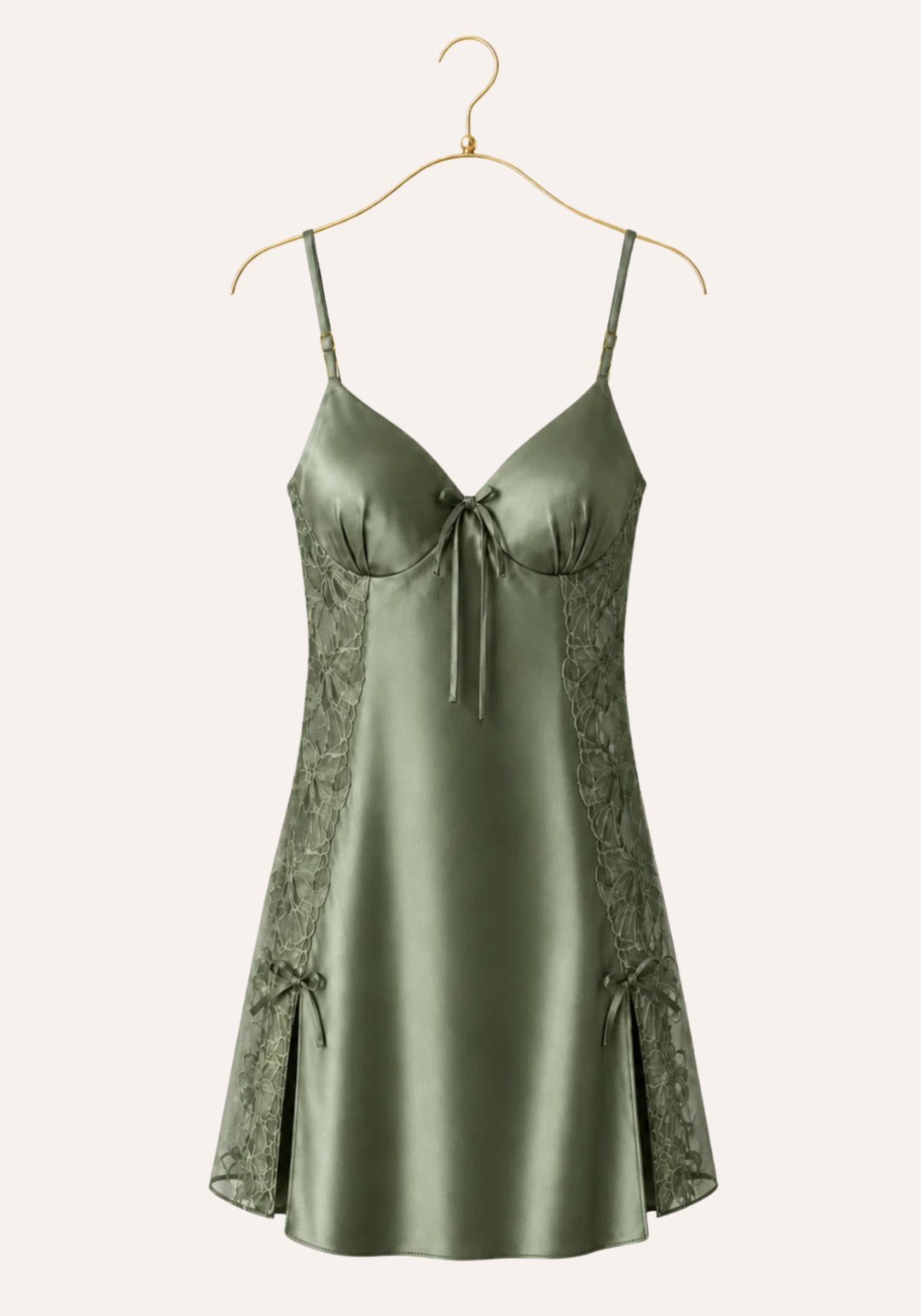 Satin Babydoll: Plain Shoulder Strap Satin Babydoll With Datel And Laces On The Sides