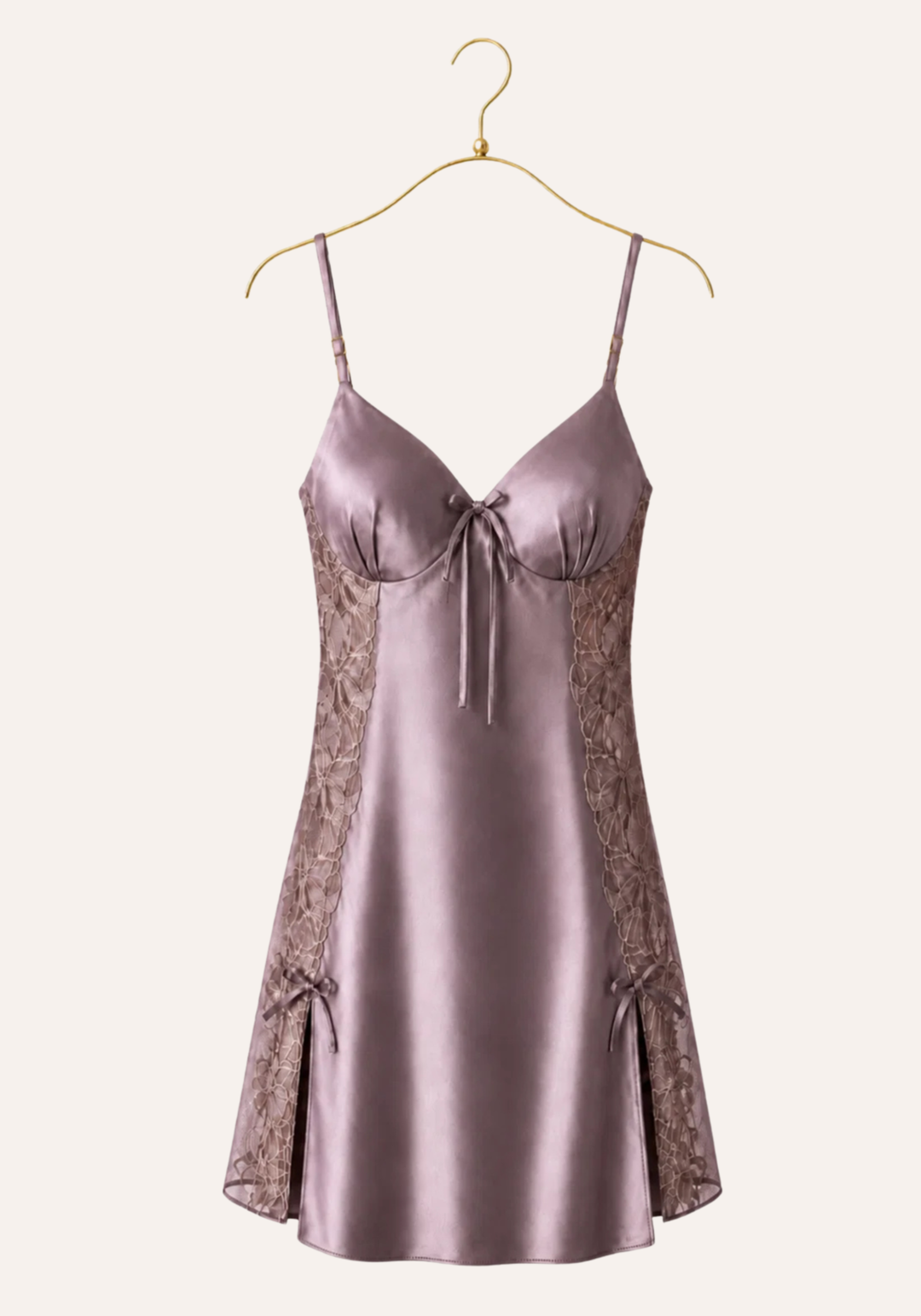 Satin Babydoll: Plain Shoulder Strap Satin Babydoll With Datel And Laces On The Sides