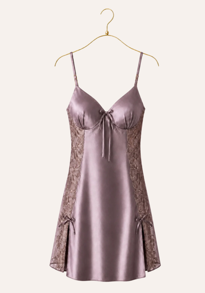 Satin Babydoll: Plain Shoulder Strap Satin Babydoll With Datel And Laces On The Sides