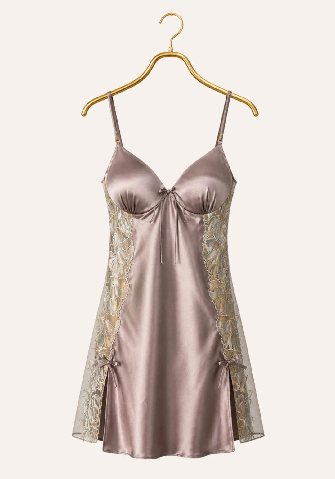 Satin Babydoll: Plain Shoulder Strap Satin Babydoll With Datel And Laces On The Sides