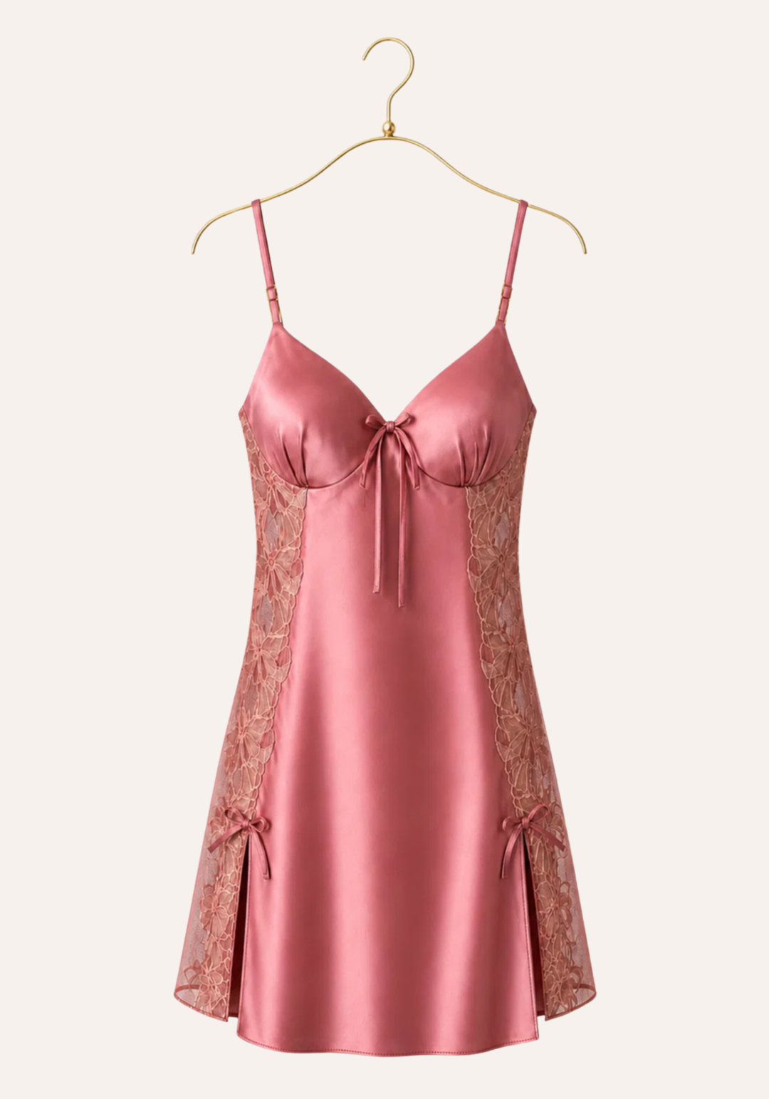 Satin Babydoll: Plain Shoulder Strap Satin Babydoll With Datel And Laces On The Sides