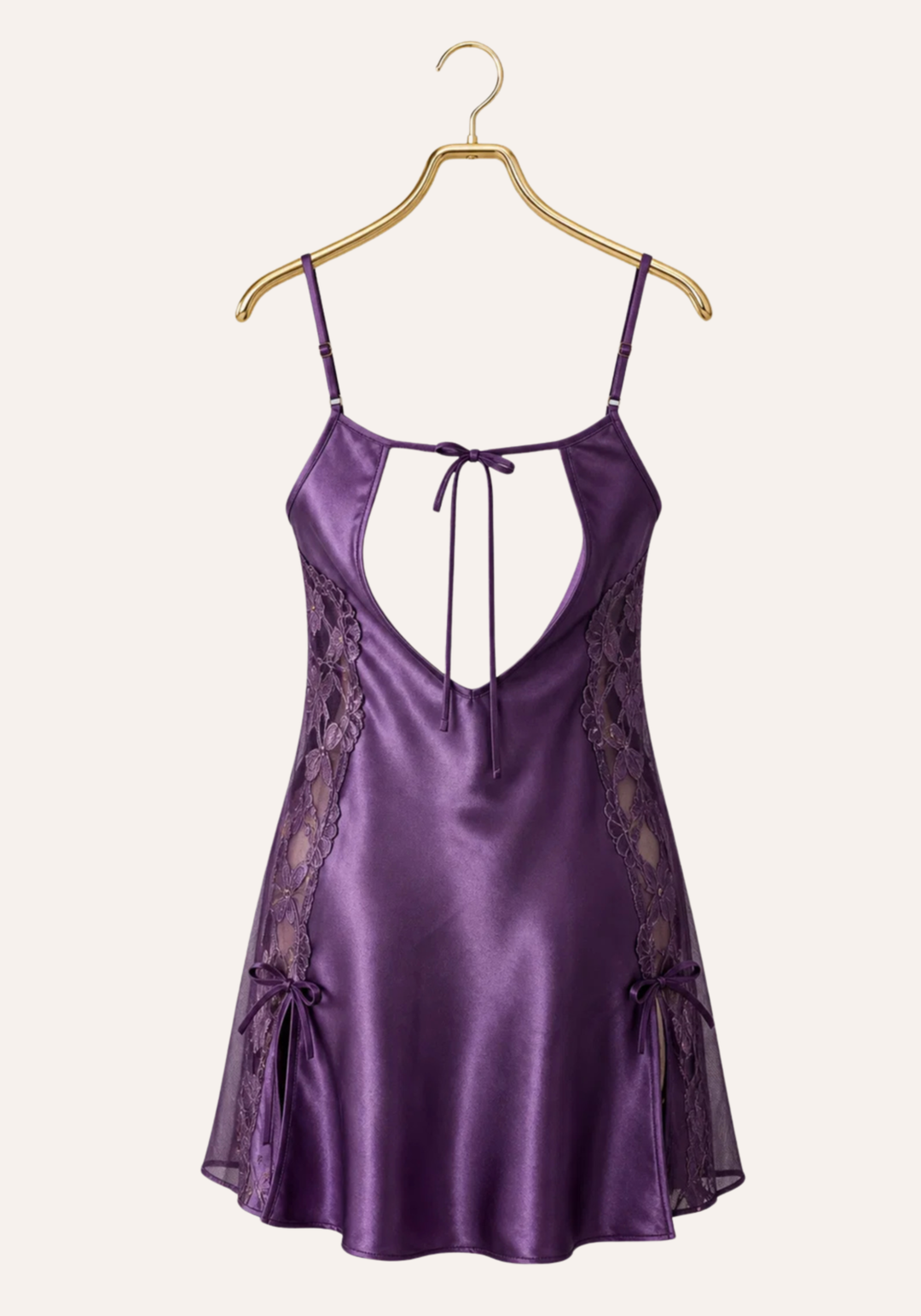 Satin Babydoll: Plain Shoulder Strap Satin Babydoll With Datel And Laces On The Sides