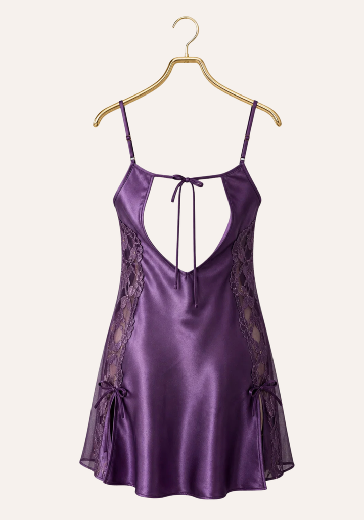 Satin Babydoll: Plain Shoulder Strap Satin Babydoll With Datel And Laces On The Sides