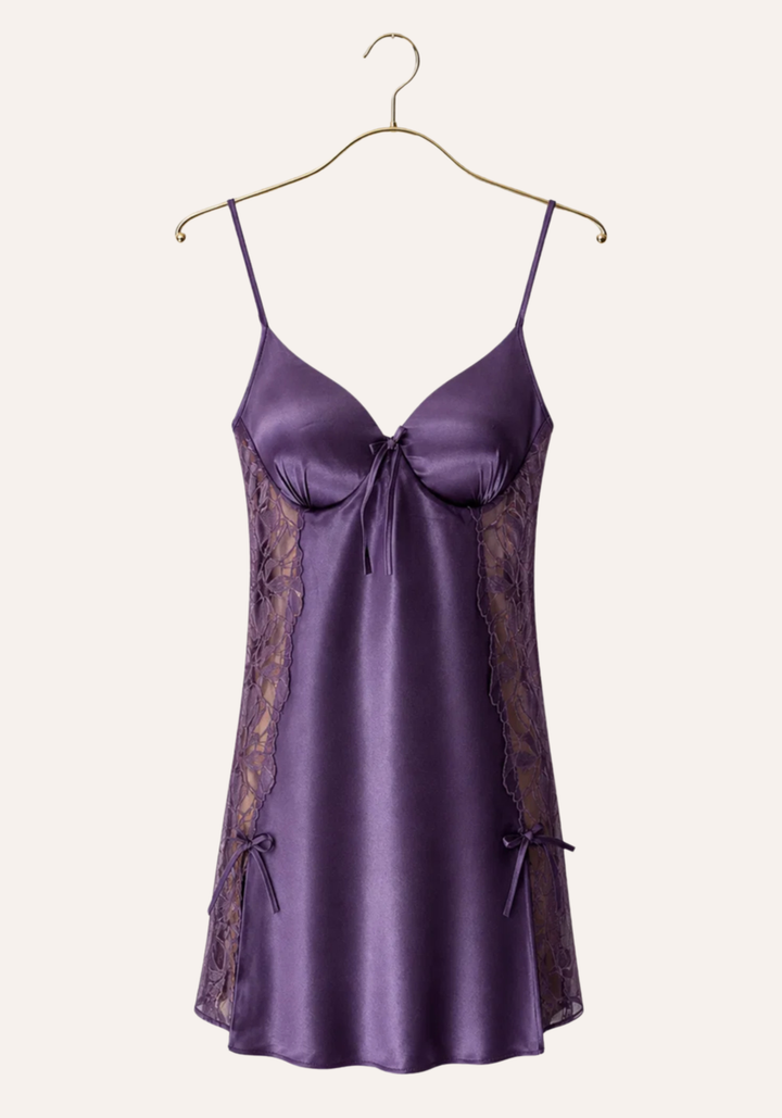 Satin Babydoll: Plain Shoulder Strap Satin Babydoll With Datel And Laces On The Sides