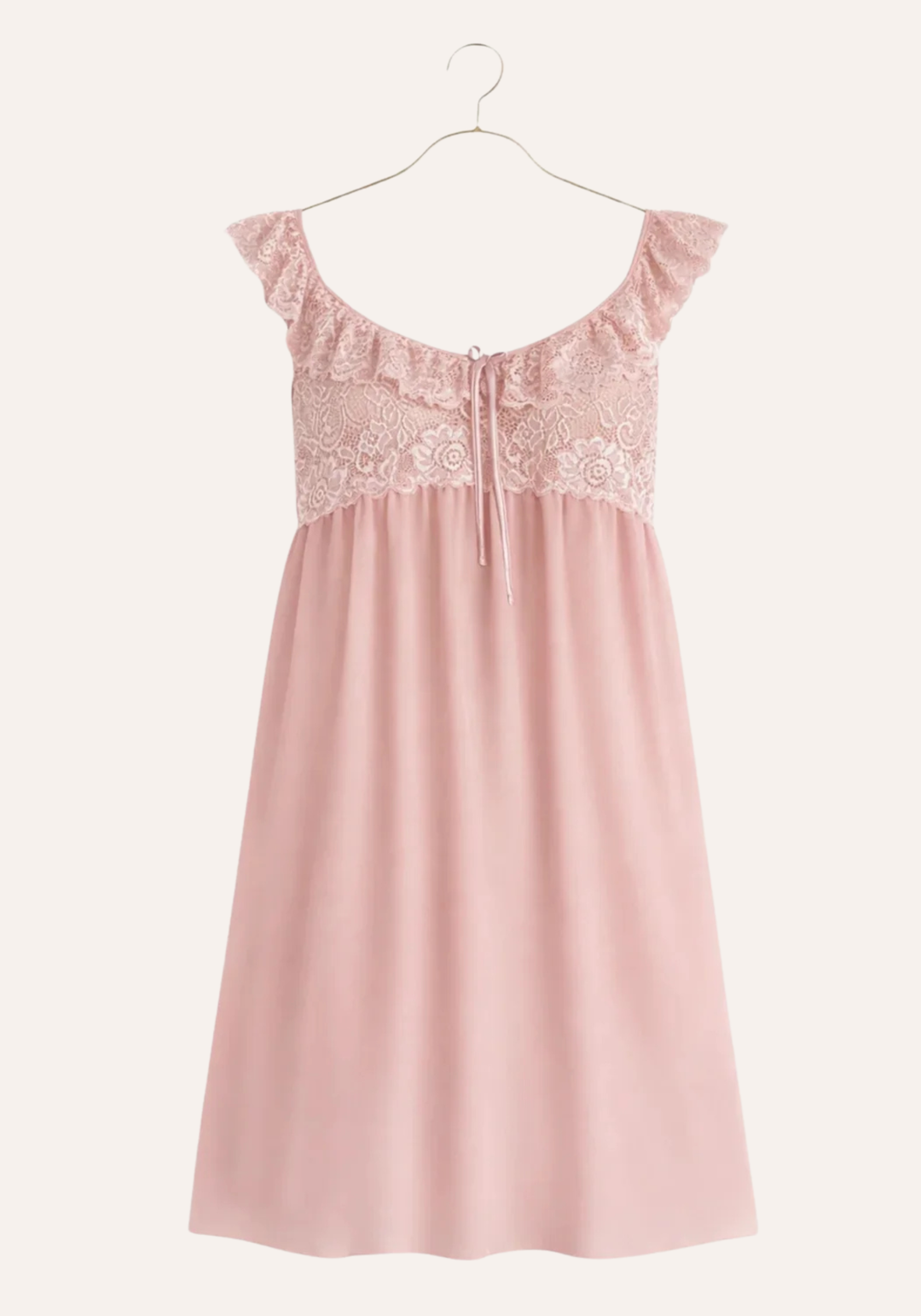 Schiffon Short Nighty With Dantel Breast Area