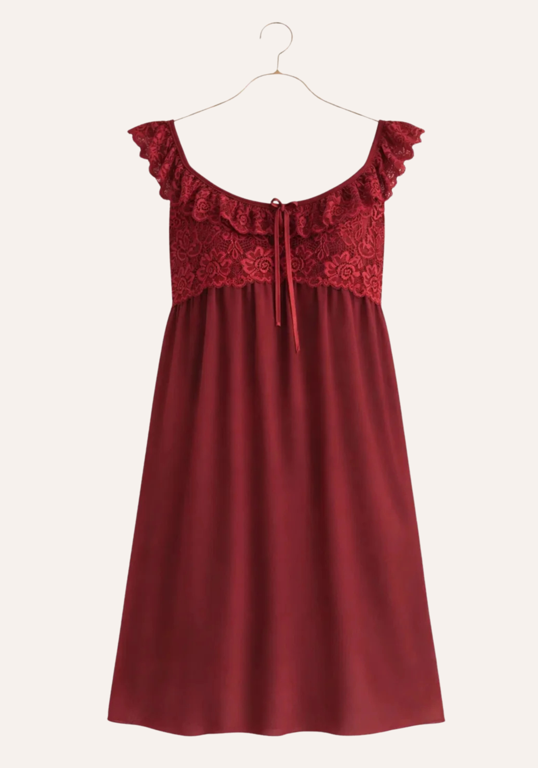Schiffon Short Nighty With Dantel Breast Area